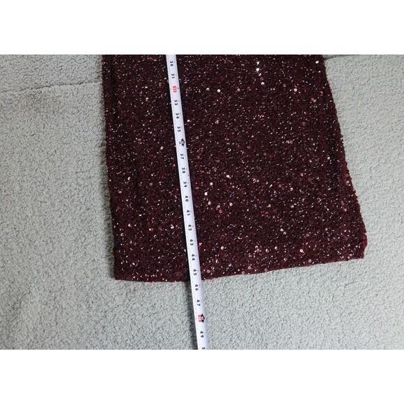 New Mac Duggal Dress 2 Red Burgundy Sleeveless Sequined Midi Sheath 5526 - Picture 7 of 11